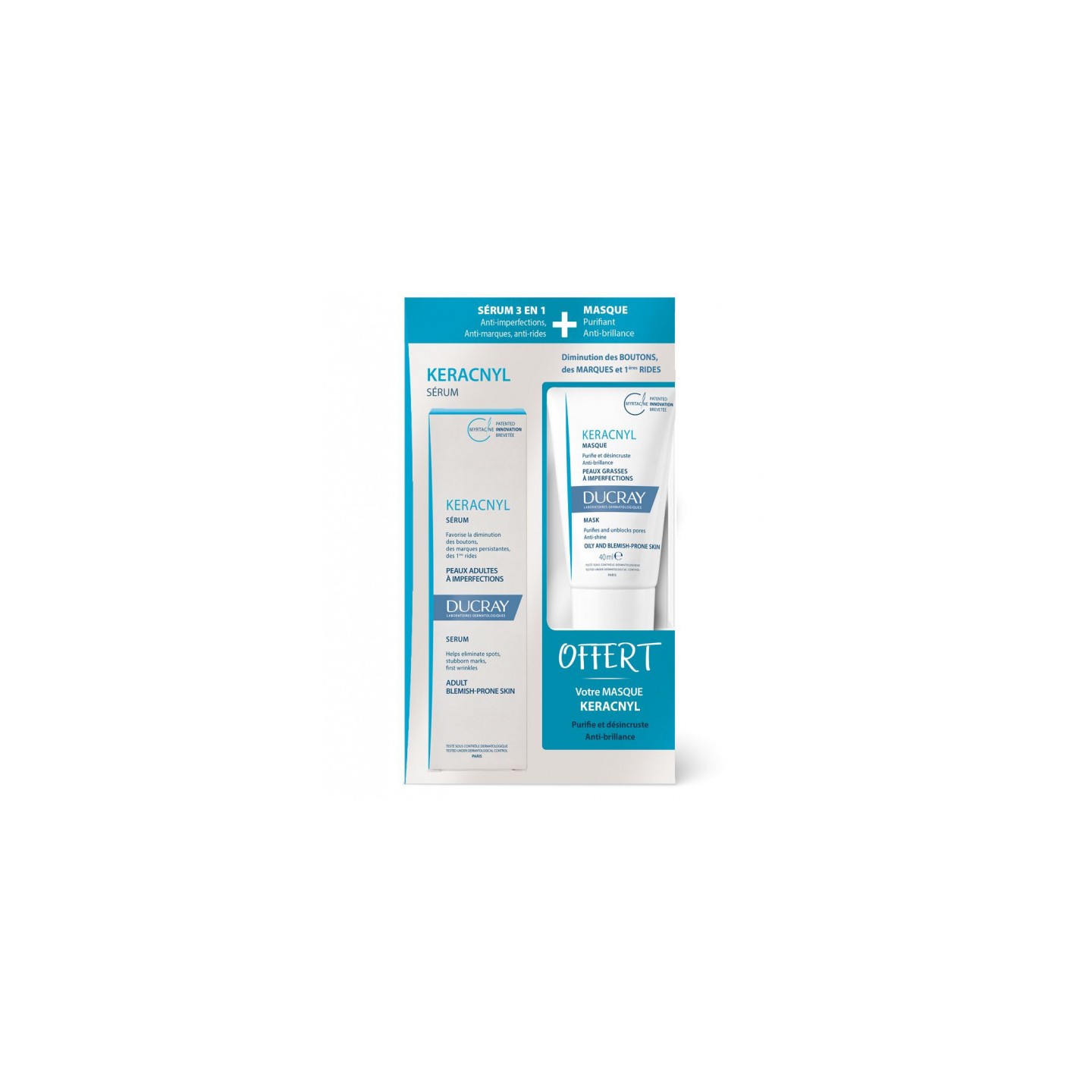 Ducray Coffret Keracnyl Sérum anti-imperfections + Masque 40ml Offert