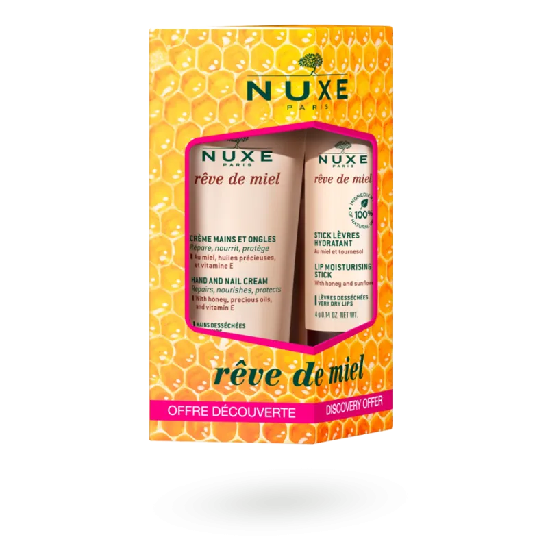 Duo gourmand crème mains 30 ml & stick lèvres 4 g Rêve de Miel Nuxe
