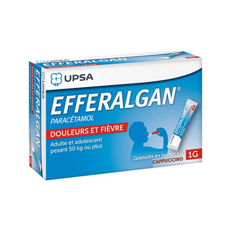 Pharmacie Bastille - Efferalgan 1gr Cappuccino granulés 8 sachets