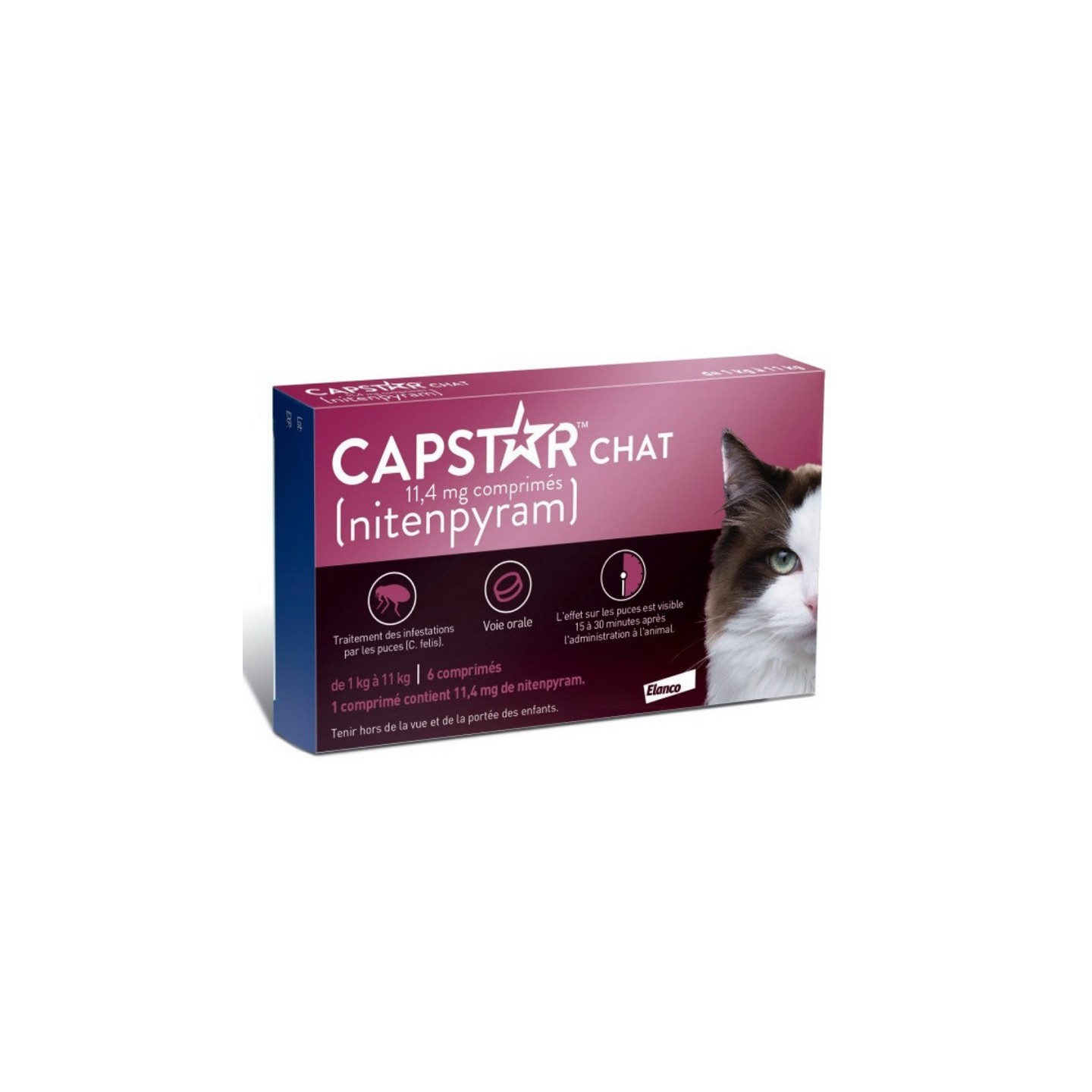 Elanco Capstar anti-puces 11,4mg Chat de 1 à 11 kg - 6 comprimés