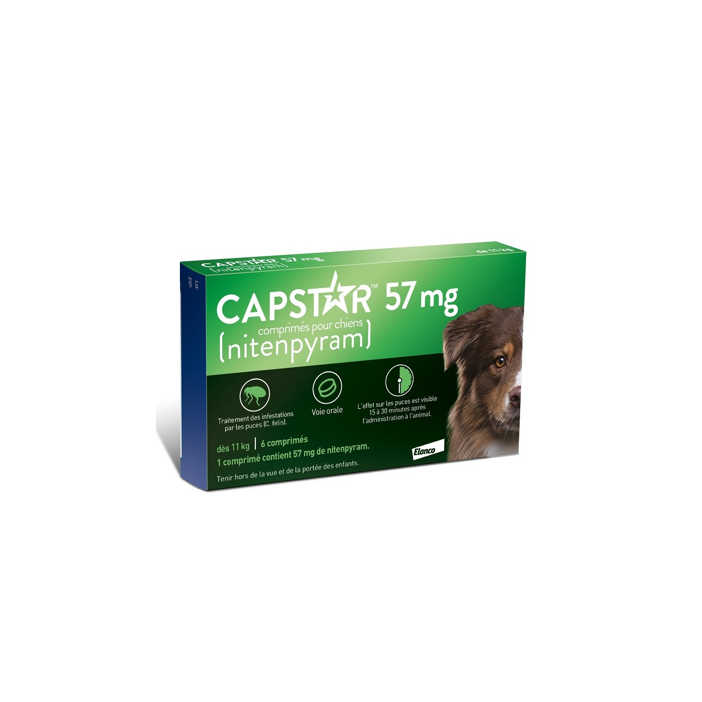 Elanco Capstar anti-puces 57mg pour chiens +11 kg - 6 comprimés