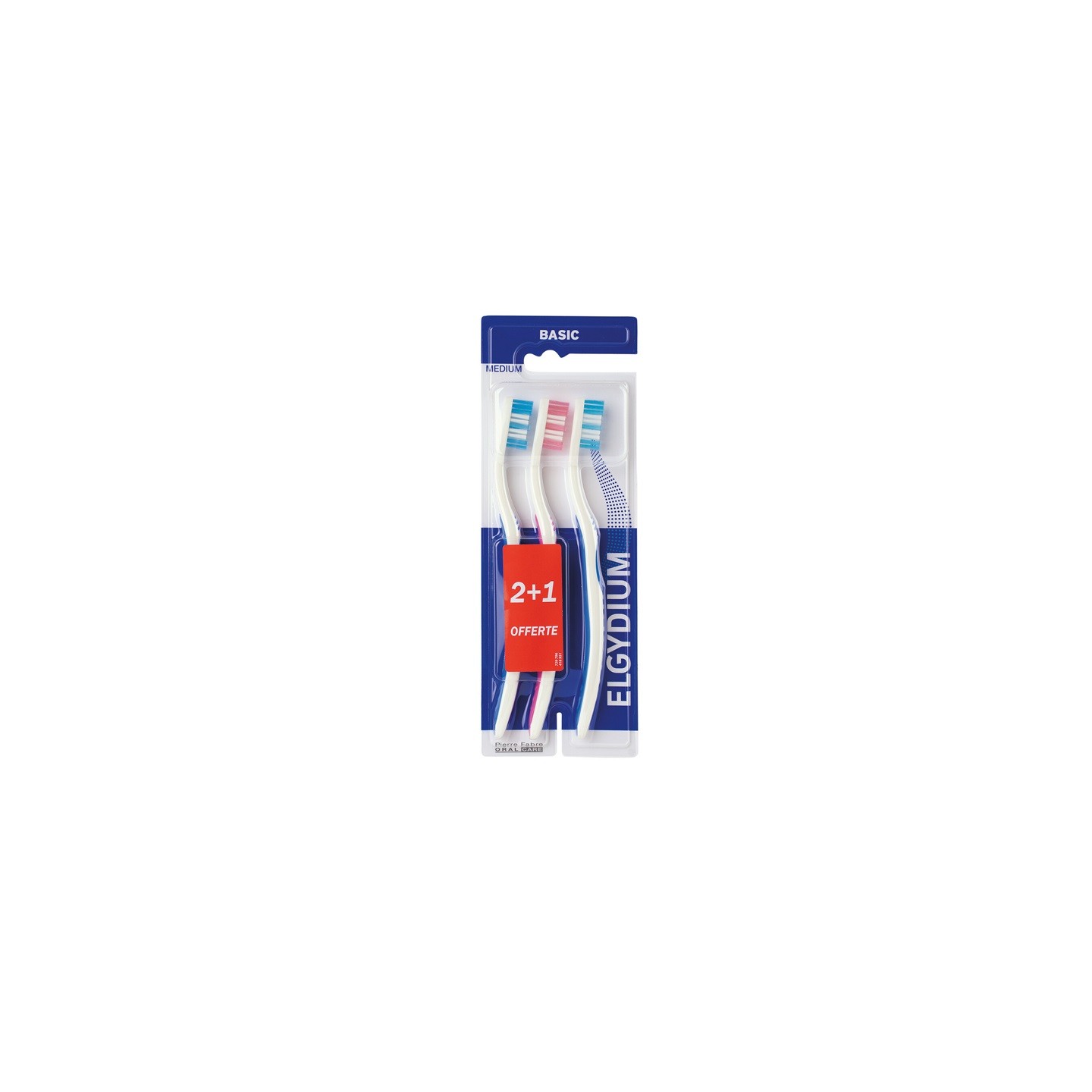 Elgydium Basic Brosse à dents médium - Lot de 3