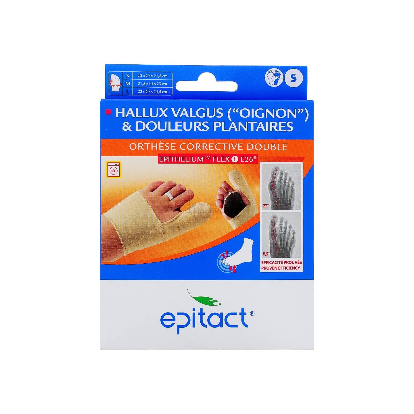 Epitact Orthèse corrective double de jour Hallux Valgus, oignon & durillons - Pied gauche - Taille L - 1 unité