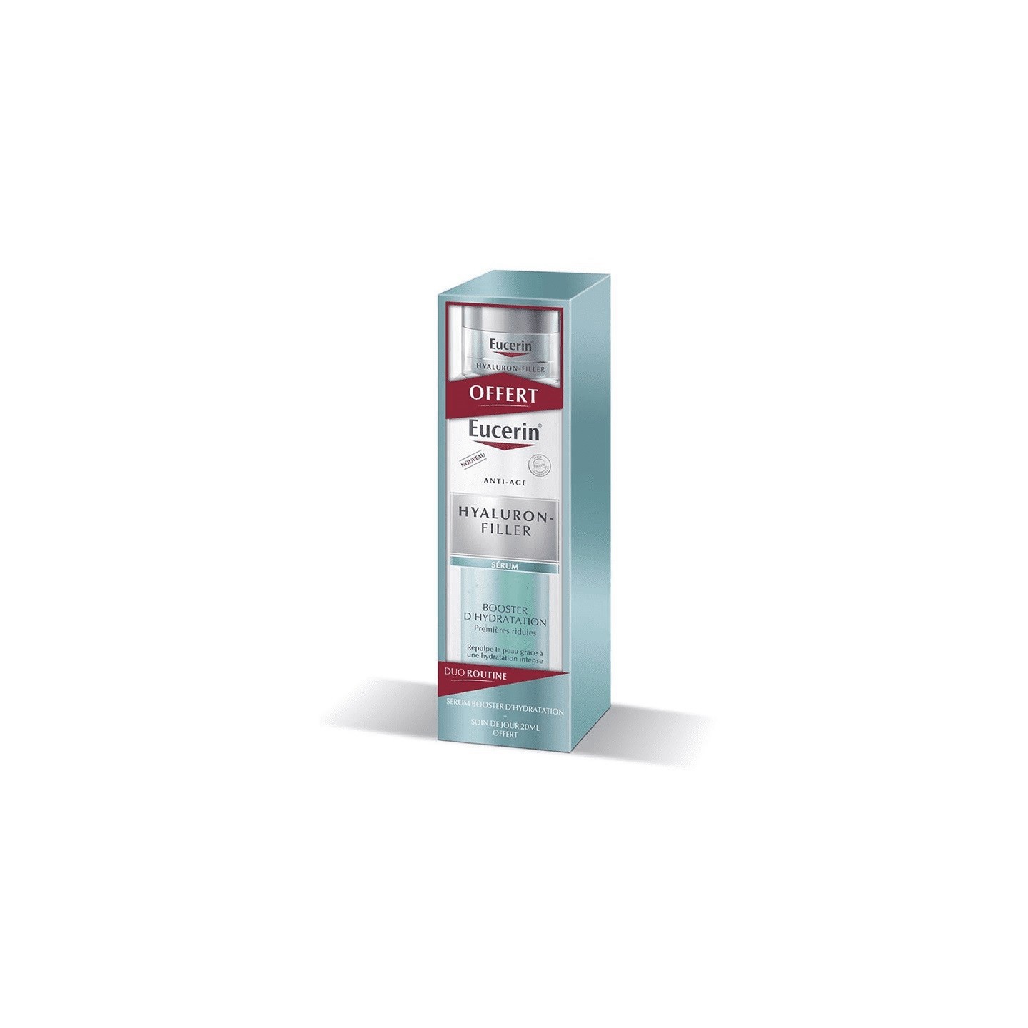 Eucerin Hyaluron-Filler Duo routine Sérum booster d'hydratation 30ml + Soin de jour pèche sèche 20ml Offert