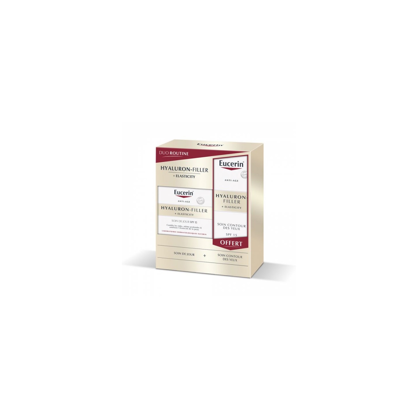 Eucerin Hyaluron Filler + Elasticity Jour 50ml+ Contour des yeux 15ml Offert