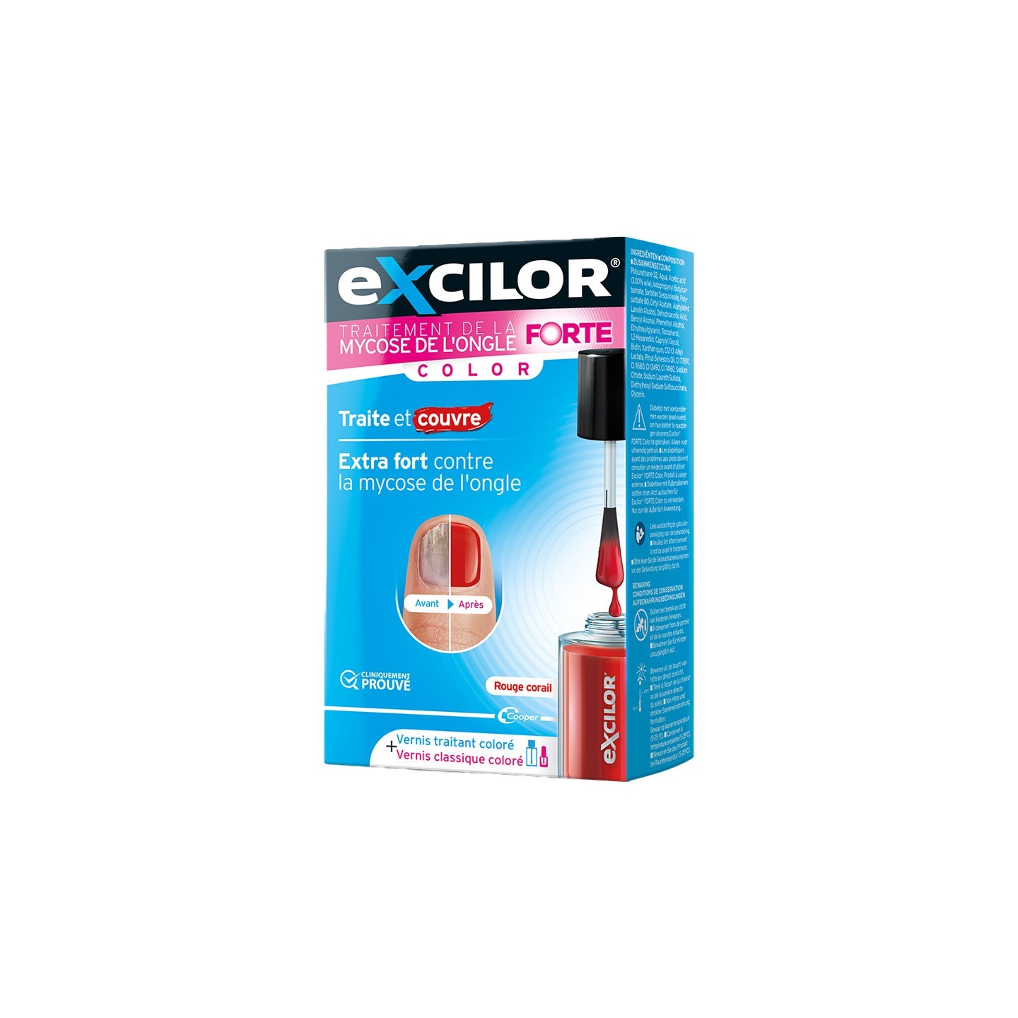 Excilor Forte Traitement de la mycose de l'ongle - Rouge corail - 30ml