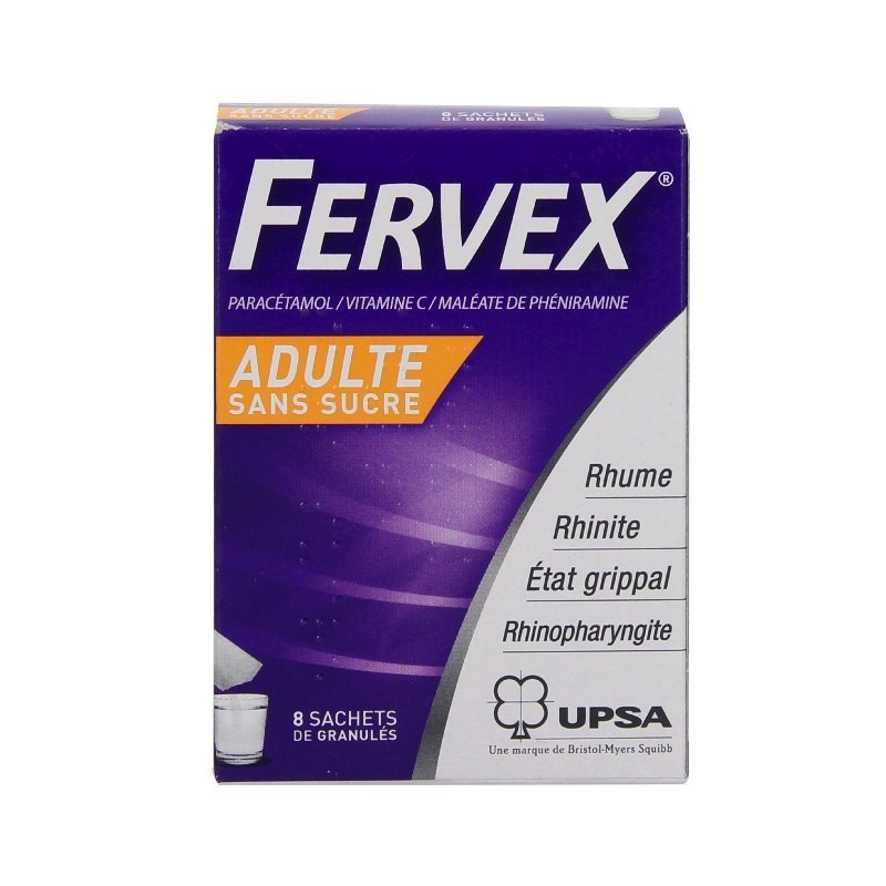 Pharmacie Bastille - Fervex état grippal sans sucre granulé pour solution buvable en 8 sachets