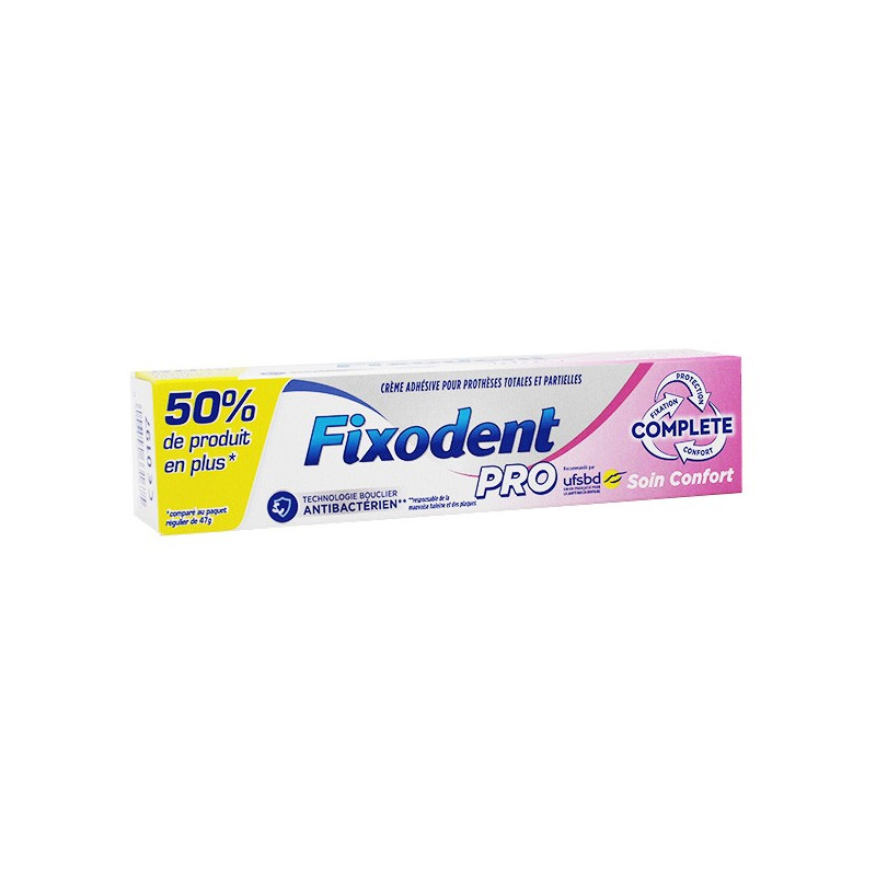 Fixodent Pro Crème Adhésive Complete Soin Confort Pour Prothèses Dentaires 70,5g