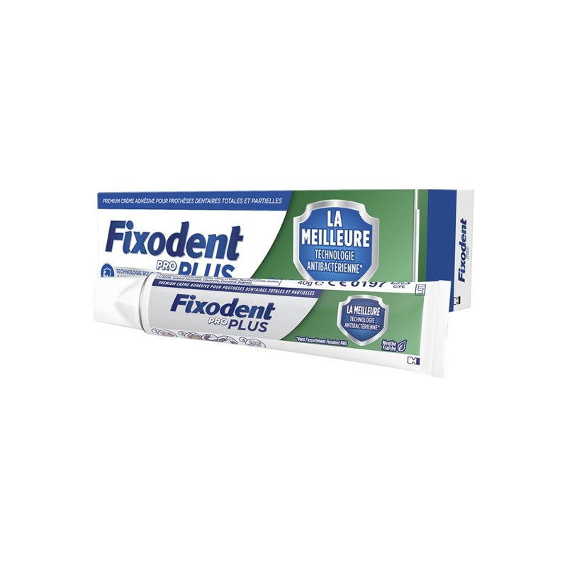 Pharmacie Bastille - Fixodent Pro Plus Antibactérien Menthe fraîche 40gr