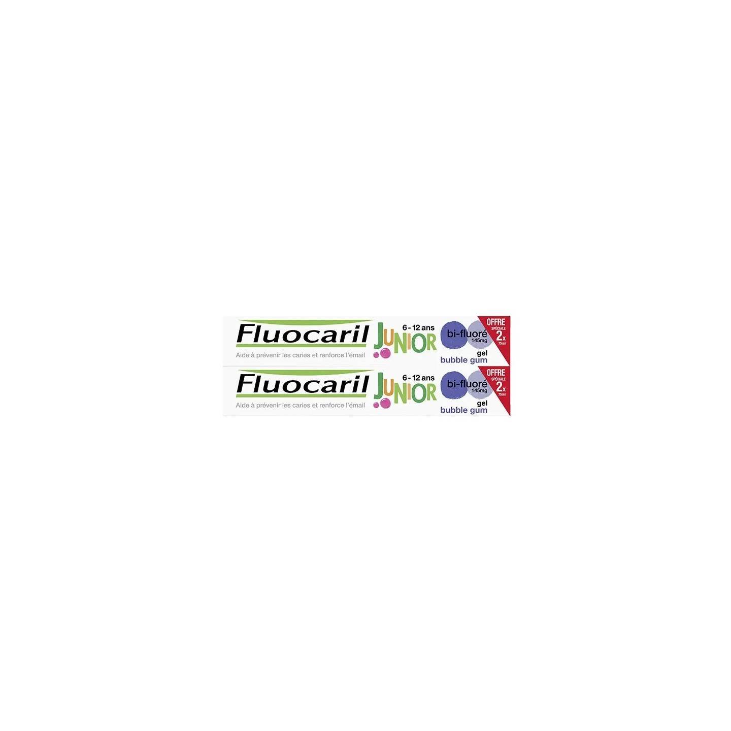 Fluocaril Junior Dentifrice bubble 6-12 ans - Lot de 2 x 75ml