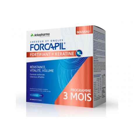Arkopharma Forcapil Fortifiant Kératine+ Programme 3 mois 120 + 60 Gélules