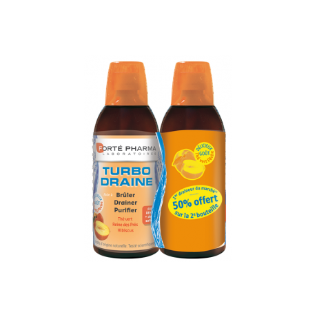 FORTE PHARMA Turbodraine Minceur Goût Thé Vert pêche lot de 2x500ml