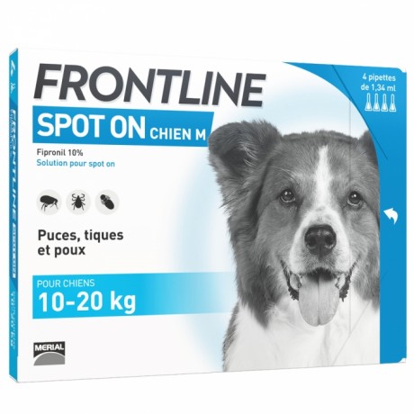 FRONTLINE SPOT-ON CHIEN M DE 10-20KG 4 PIPETTES DE 1,34ML