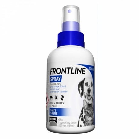 FRONTLINE SPRAY CUTANE ANTI PUCES TIQUES ET POUX POUR CHAT ET CHIEN 100ML