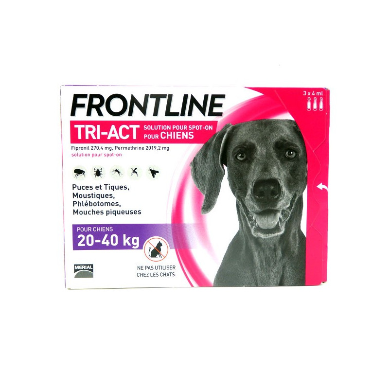 FRONTLINE TRI-ACT CHIEN 20 à 40 kg 3 Pipettes