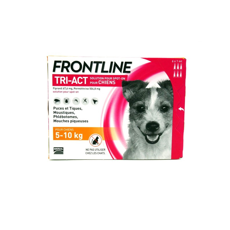 FRONTLINE TRI-ACT CHIEN 5 à 10 kg 6 Pipettes