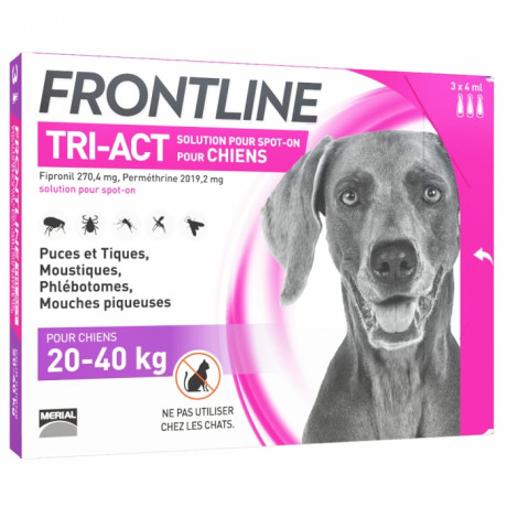 FRONTLINE TRI-ACT SPOT-ON CHIEN DE 20-40KG 3 PIPETTES DE 4ML