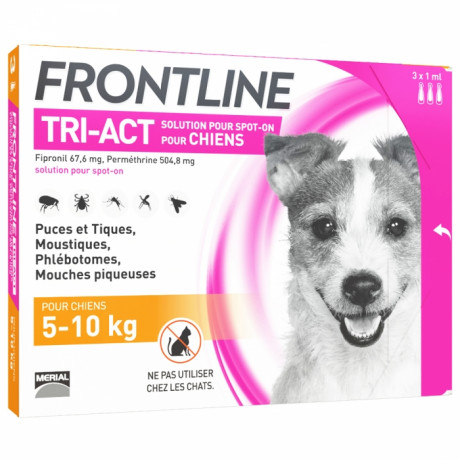 FRONTLINE TRI-ACT SPOT-ON CHIEN DE 5-10KG 3 PIPETTES DE 1ML