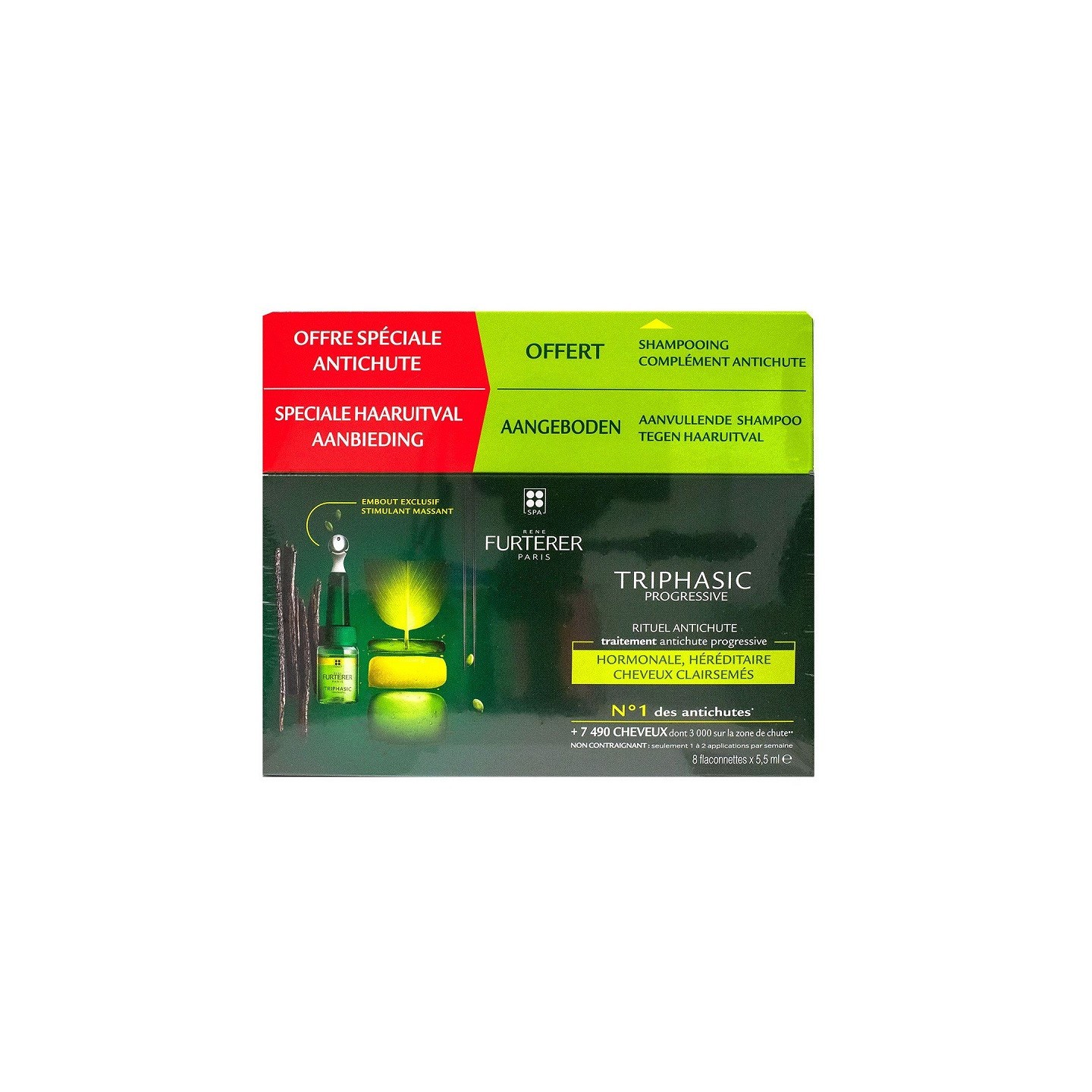 Furterer Triphasic Progressive 8 ampoules + Triphasic Shampoing 100ml Offert