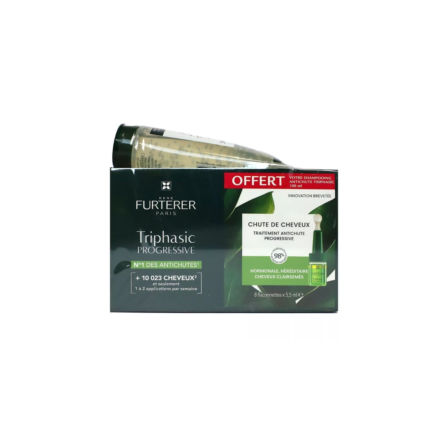 Furterer Triphasic Progressive antichute 8x5.5ml + Shampoing stimulant 100ml
