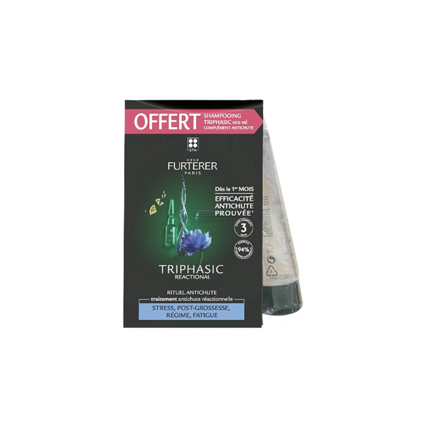 Furterer Triphasic Rituel anti-chute réactionnelle 2 x 5 ml + Shampoing Offert