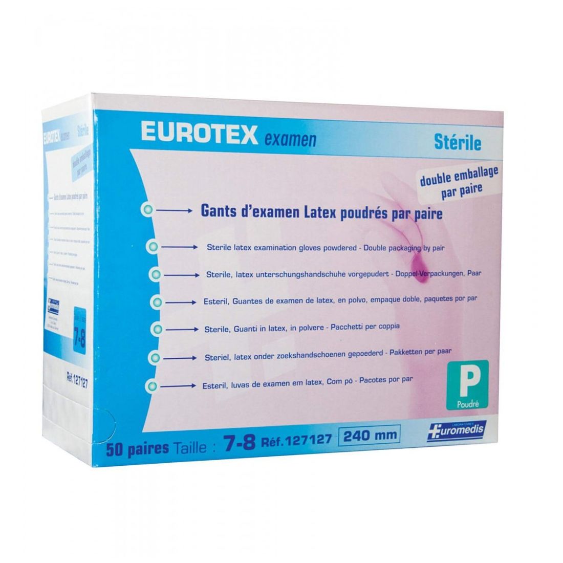 Gant d'Examen Stérile en Latex Poudré - EUROTEX