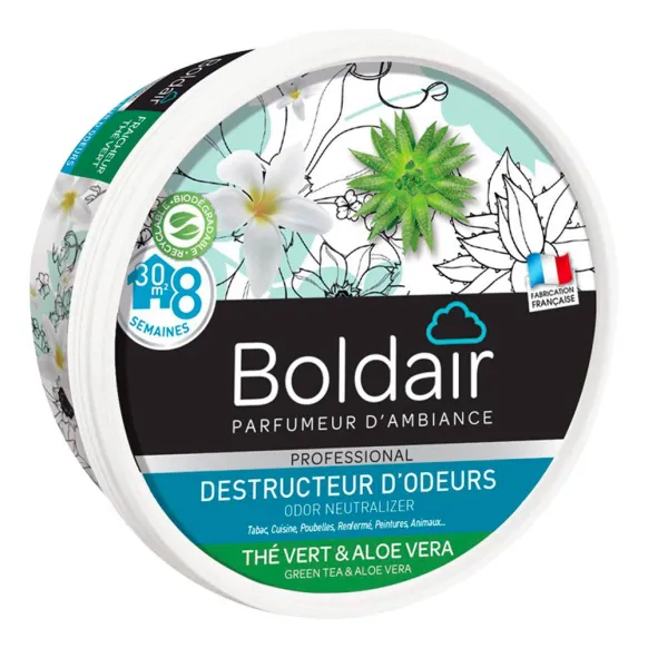 GEL DESTRUCTEUR D'ODEUR BOLDAIR THÉ VERT & ALOE VERA