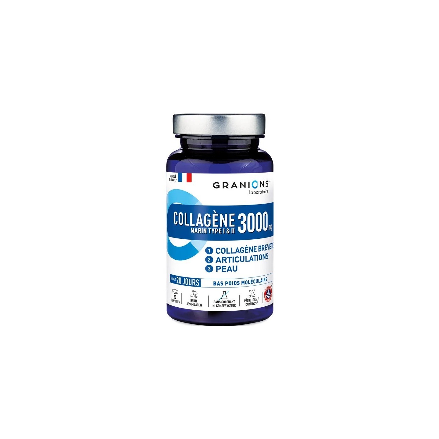 Granions Collagène Marin type I & II 3000mg - 80 comprimés