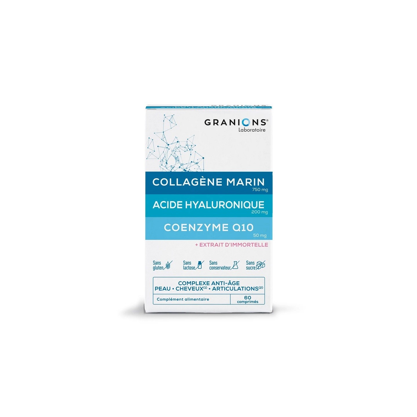 Granions Complexe Collagène, Acide Hyaluronique & Coenzyme Q10 - 60 comprimés