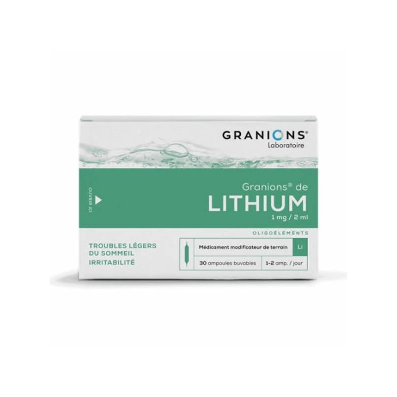 Pharmacie Bastille - Granions de lithium 30 ampoules 60ml