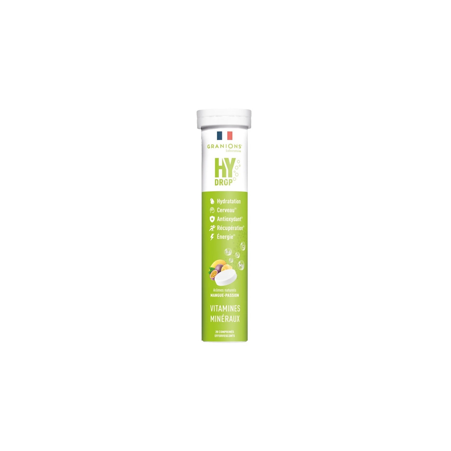 Granions Hydrop Pastilles d'hydratation 5 en 1 goût mangue/passion - 20 comprimés effervescents