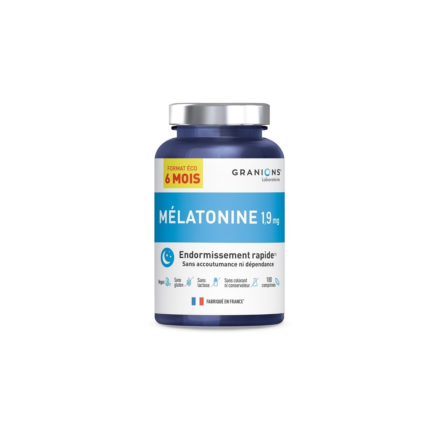 Granions Mélatonine 1,9 mg - Pack éco 6 mois de 180 comprimés