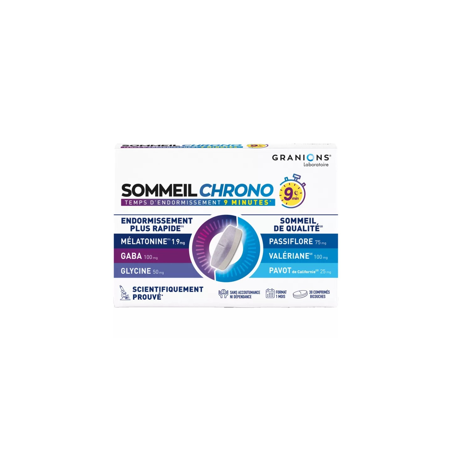 Granions Sommeil Chrono 9 min - 30 comprimés bicouches