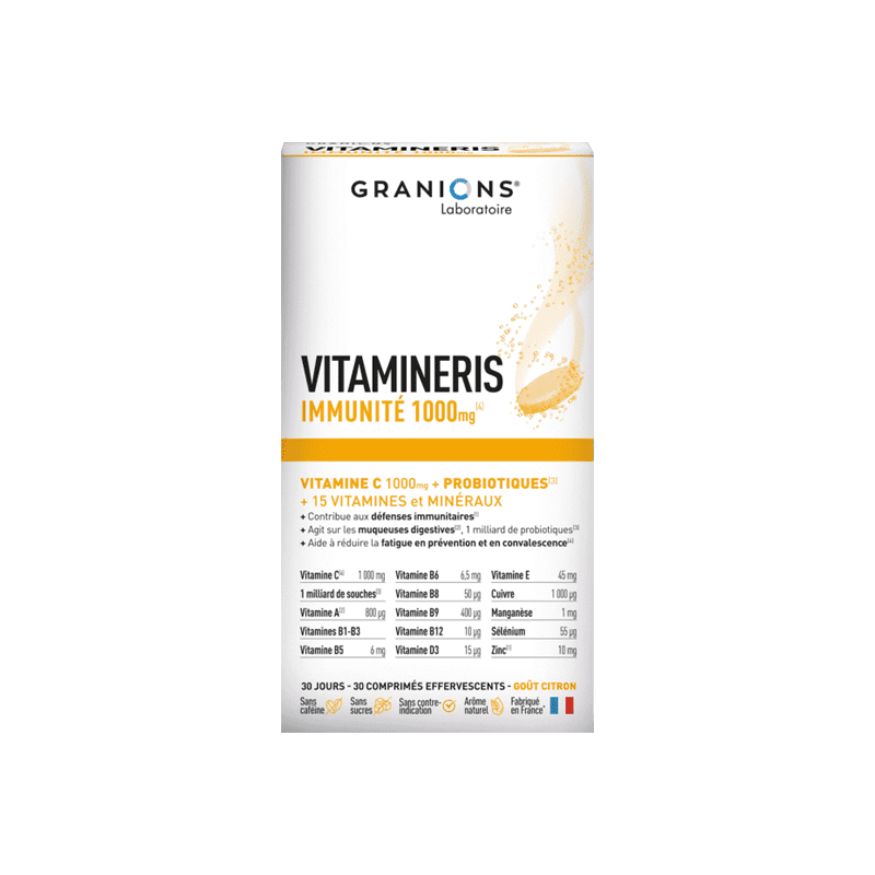 Pharmacie Bastille - Granions Vitamineris Immunité 1000mg - 30 comprimés