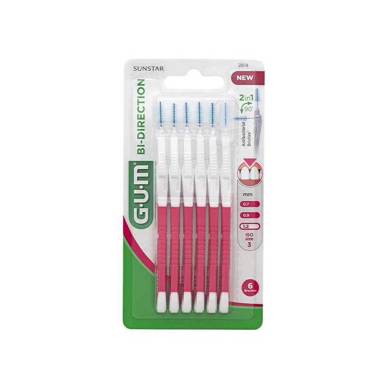 Gum Brossette Interdentaire Bi-Direction 1,2mm Rose 6 unités