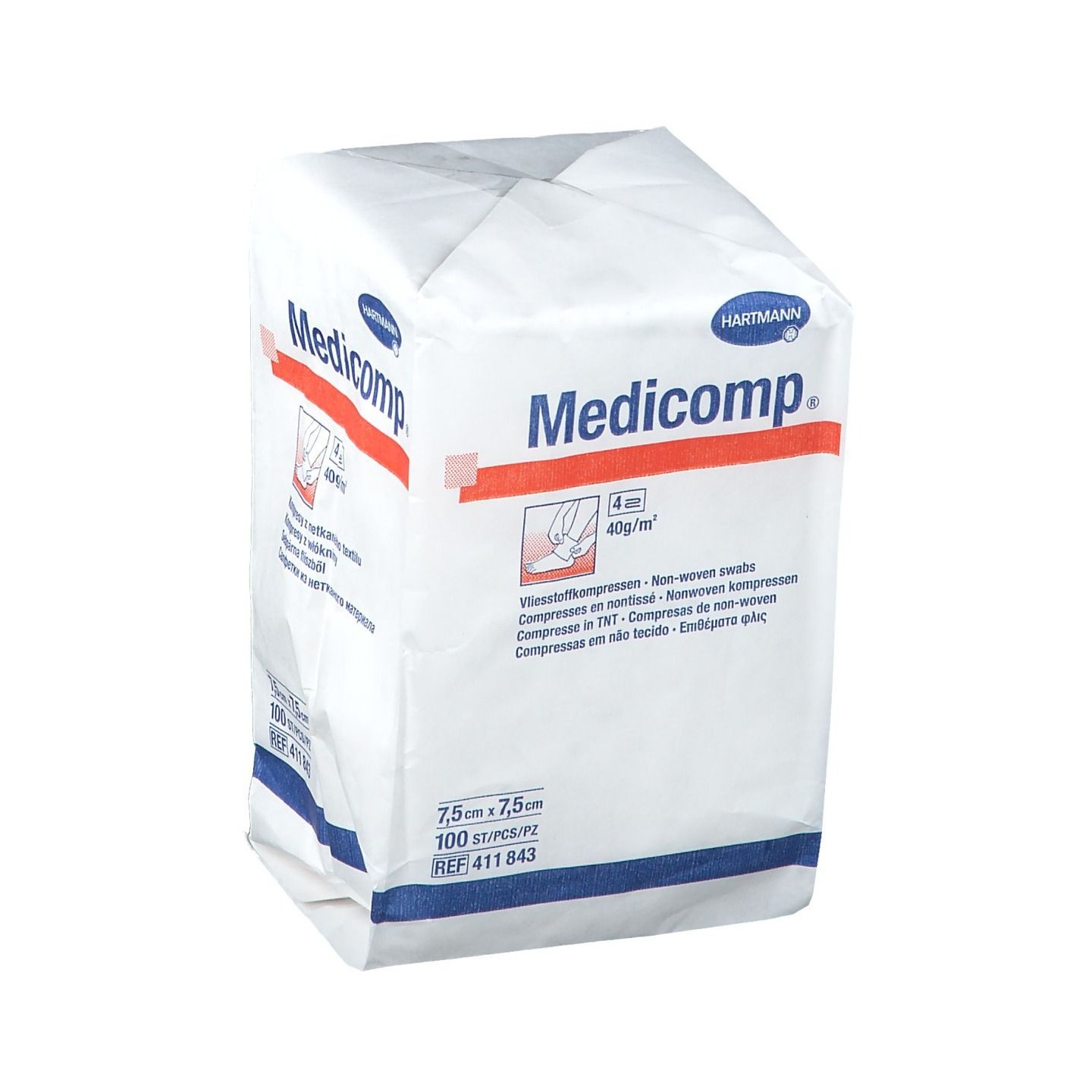 Hartmann Médicomp Compresses non-tissé 7,5 x 7,5cm - 100 compresses