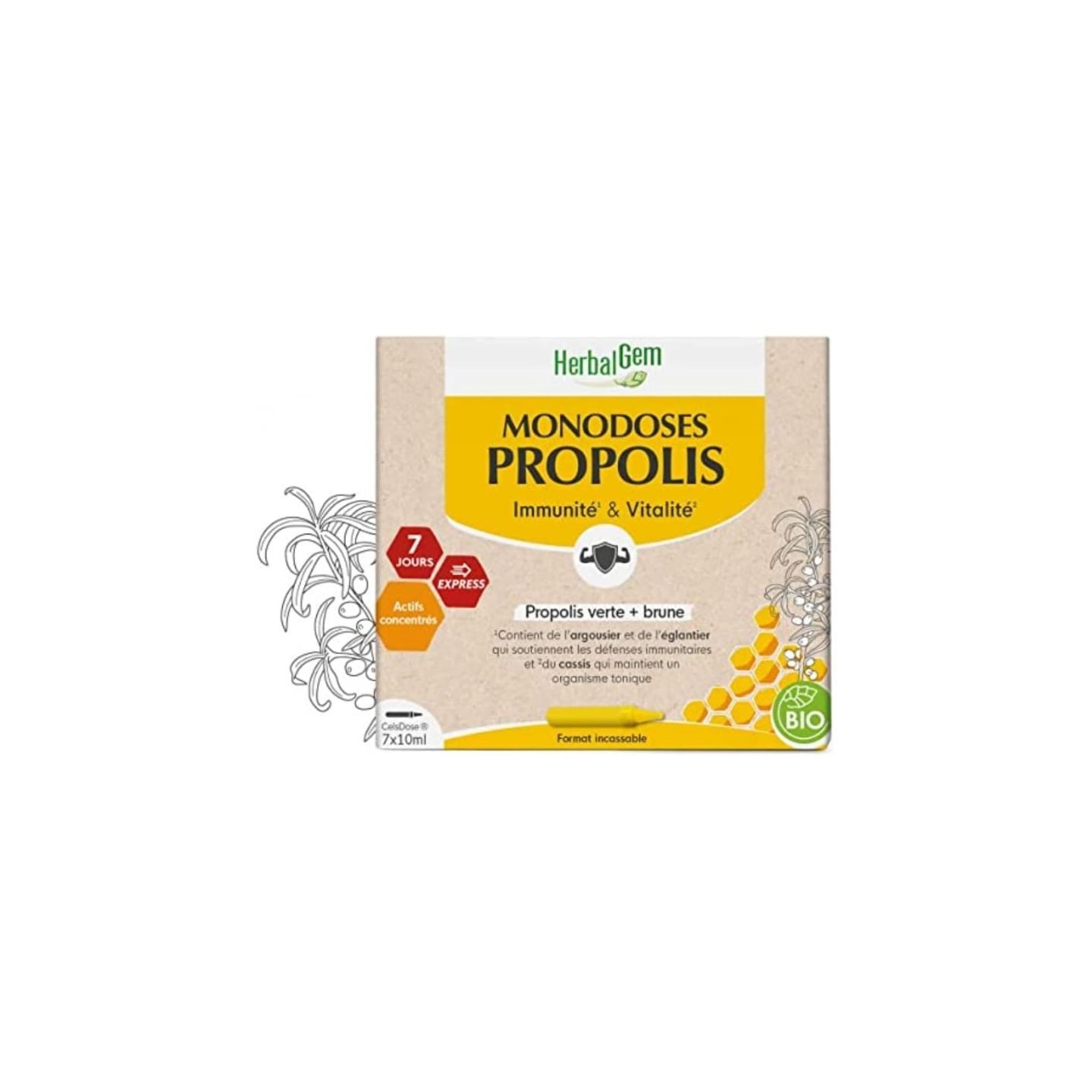 HerbalGem Monodoses Propolis Bio - 7 monodoses