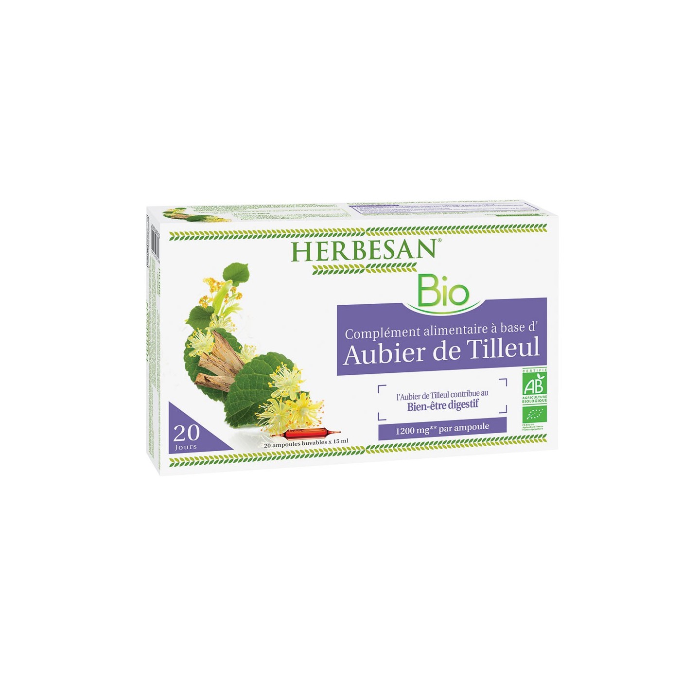 Herbesan Aubier de tilleul Bio 20 ampoules