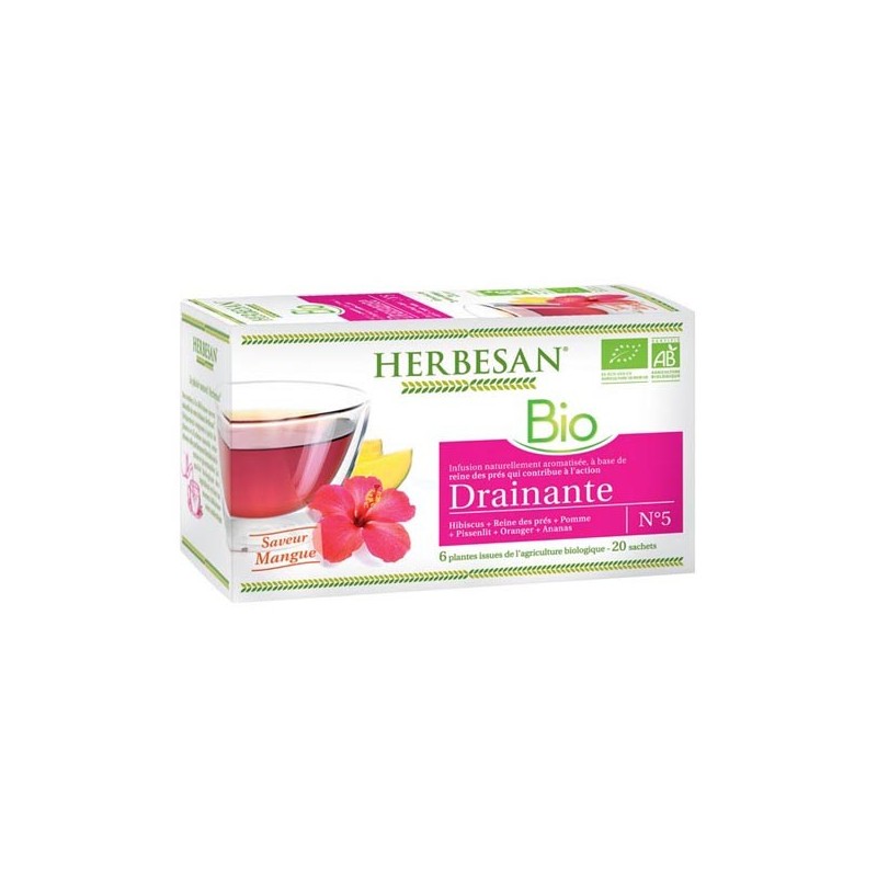 Pharmacie Bastille - Herbesan infusion reine des prés drainante bio 20 sachets