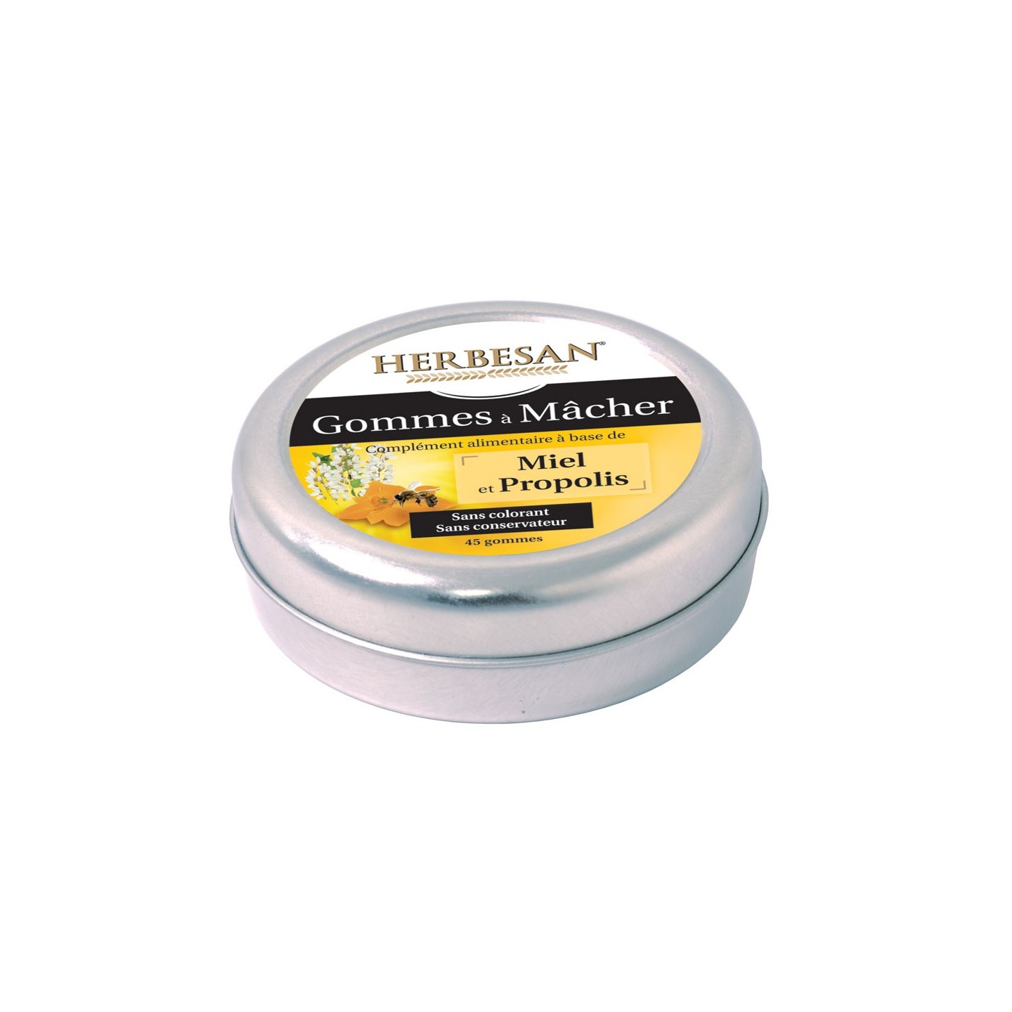 Herbesan Gommes à mâcher miel propolis - 45 gommes