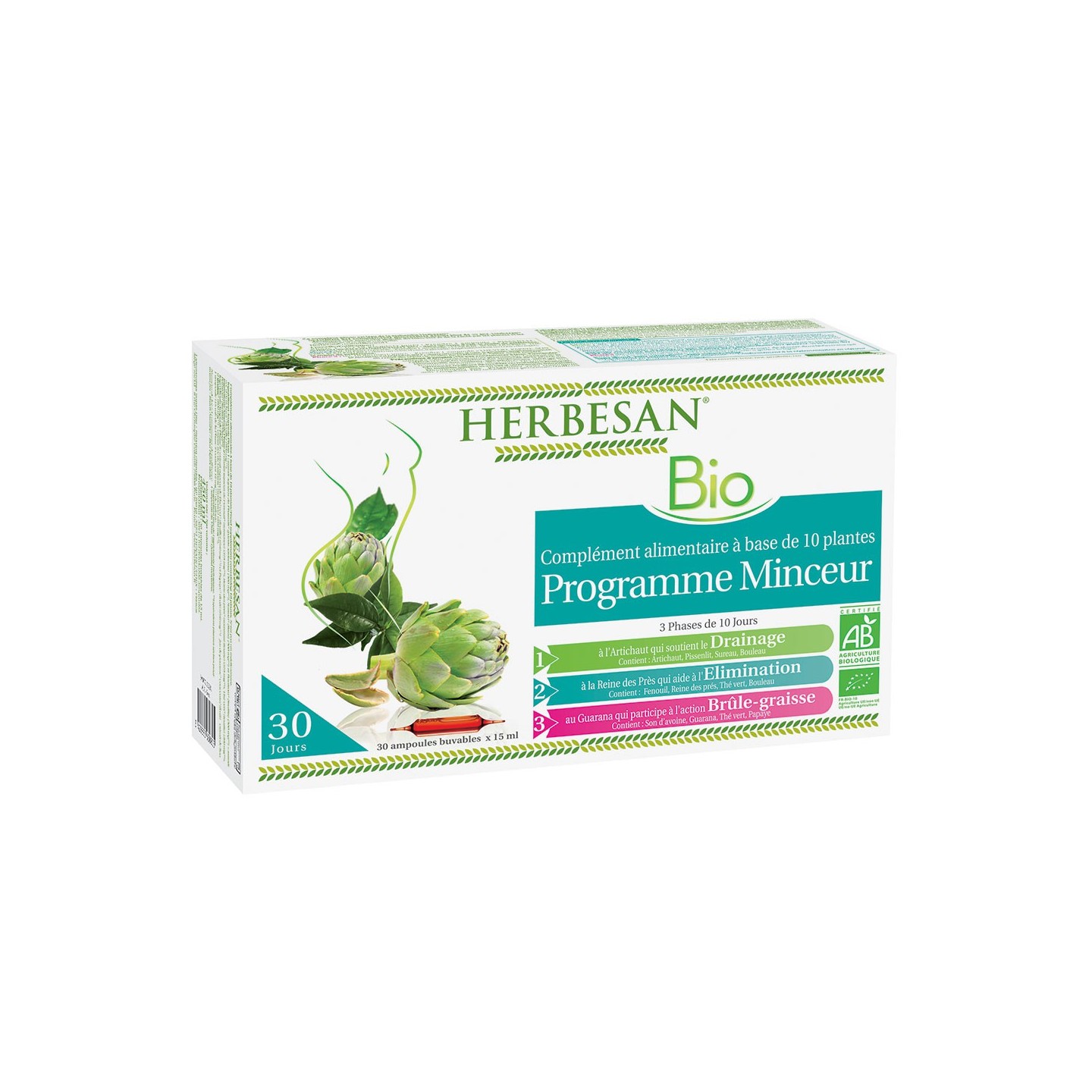 Herbesan Programme minceur Bio 30 ampoules