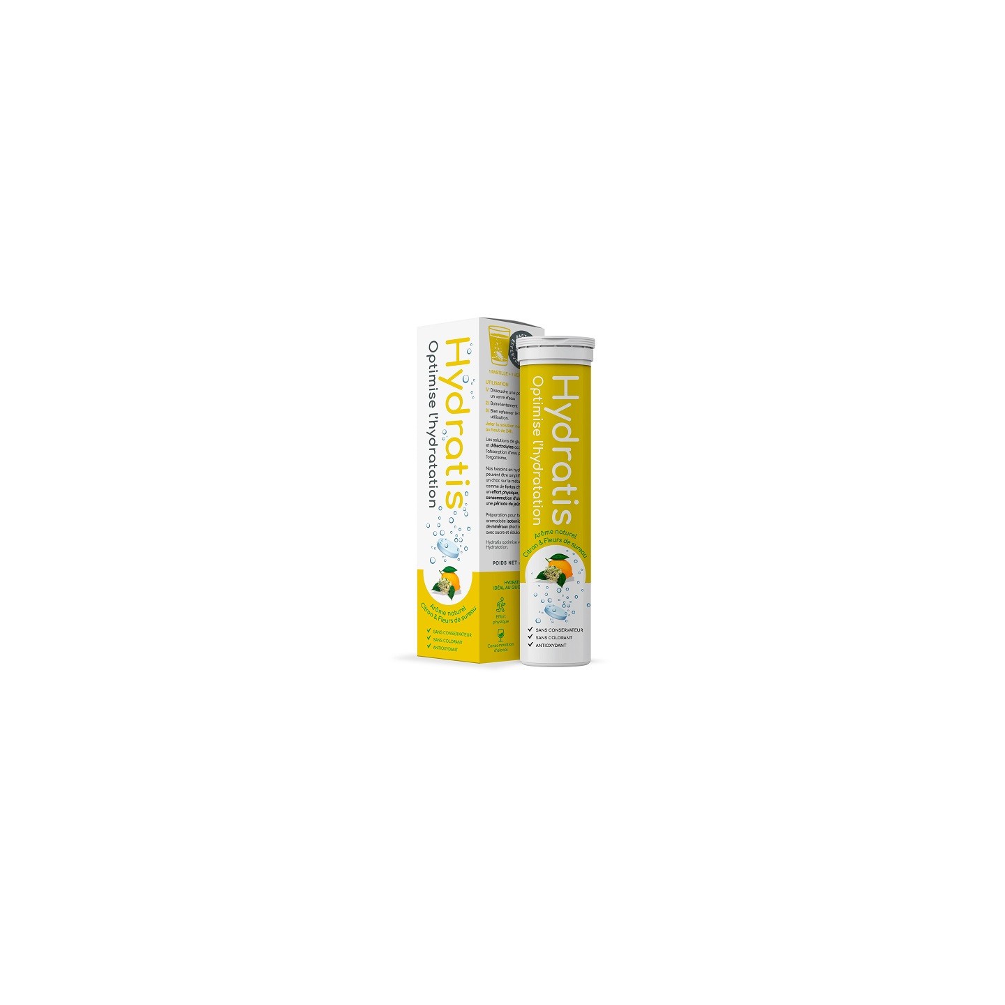 Hydratis Pastilles d'hydratation Citron Fleur De Sureau - 20 pastilles