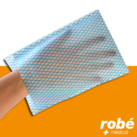 Gant de toilette non tissé absorbant strié bleu 35g - Lot de 100 Robemed