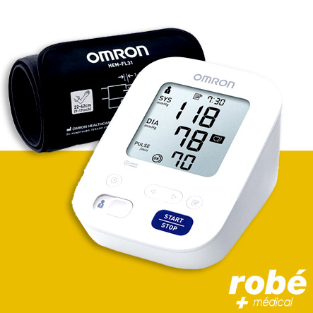 Tensiomètre au bras électronique pour particulier - Omron M3 Comfort - à piles - Brassard 22-42cm