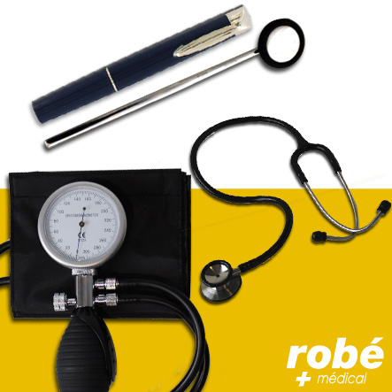 Pack complet diagnostic avec Stéthoscope + Tensiomètre + marteau + stylo
