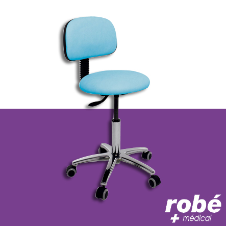 Tabouret Burgos avec dossier réglable, piètement métal