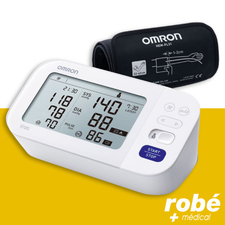 Tensiomètre Omron M6 - Comfort piles ou secteur brassard préformé 22-42cm - Technologie AFIB