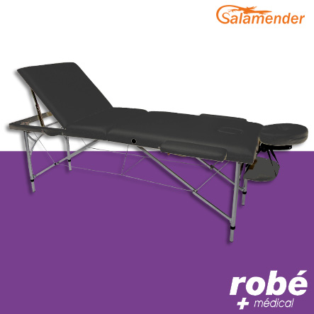 Table de massage pliante alu 3 parties largeur 70cm Noir - Salamender