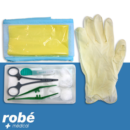 Sets de pose de sutures complet, gants, champ et compresses - Lot de 10