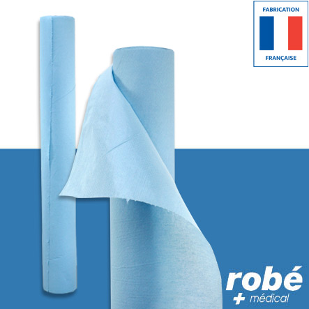 Drap d'examen grande largeur 75cm ouate bleue plastifiée - 150 formats - Lot de 6
